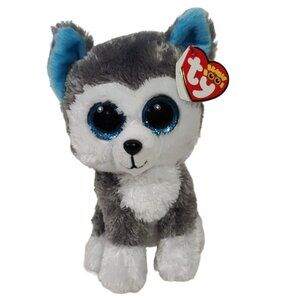 Ty Beanie Boos Slush Husky Grey Dog Puppy Plush with Hang Tags Glitter Eyes 2020